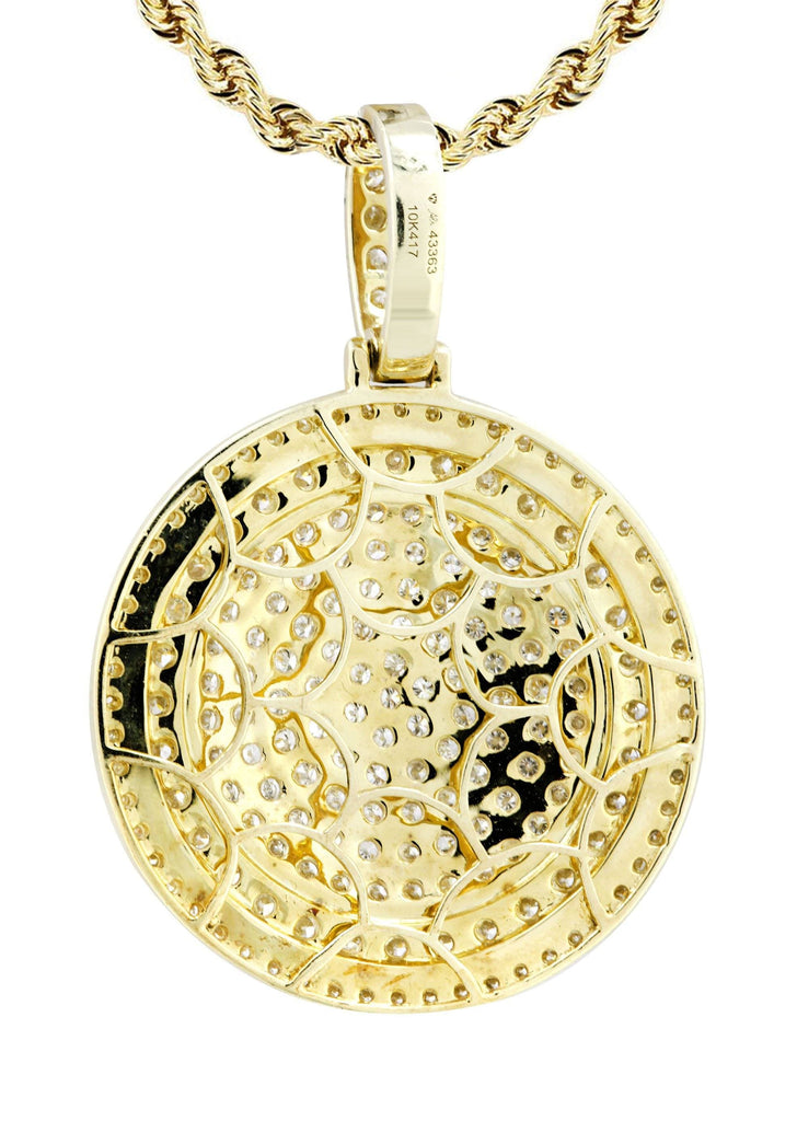10K Yellow Gold Round Pendant & Rope Chain | 4.42 Carats diamond combo FrostNYC 
