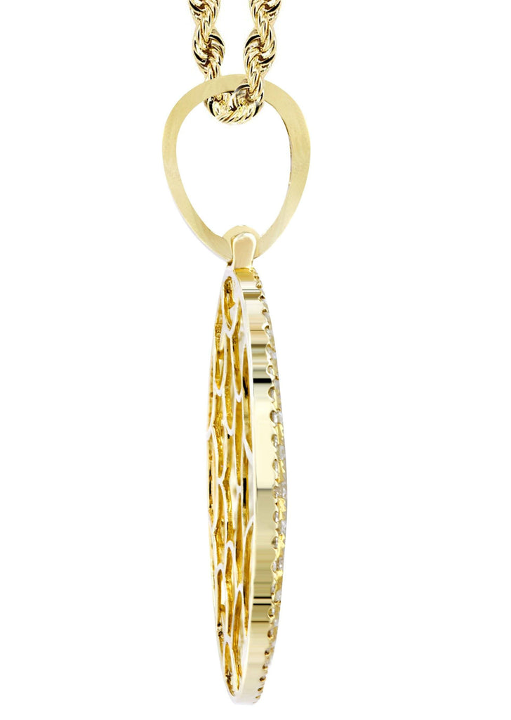 10K Yellow Gold Round Pendant & Rope Chain | 4.42 Carats diamond combo FrostNYC 