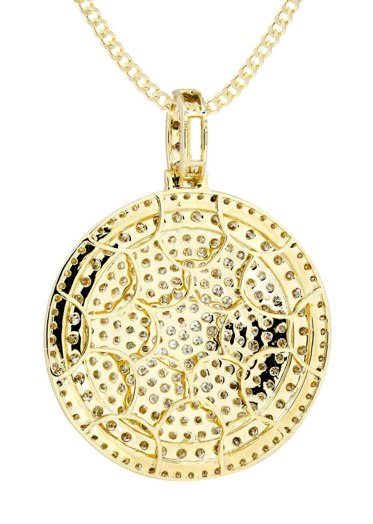 10K Yellow Gold Circle Diamond Pendant & Cuban Chain | 6 Carats Diamond Combo FROST NYC 