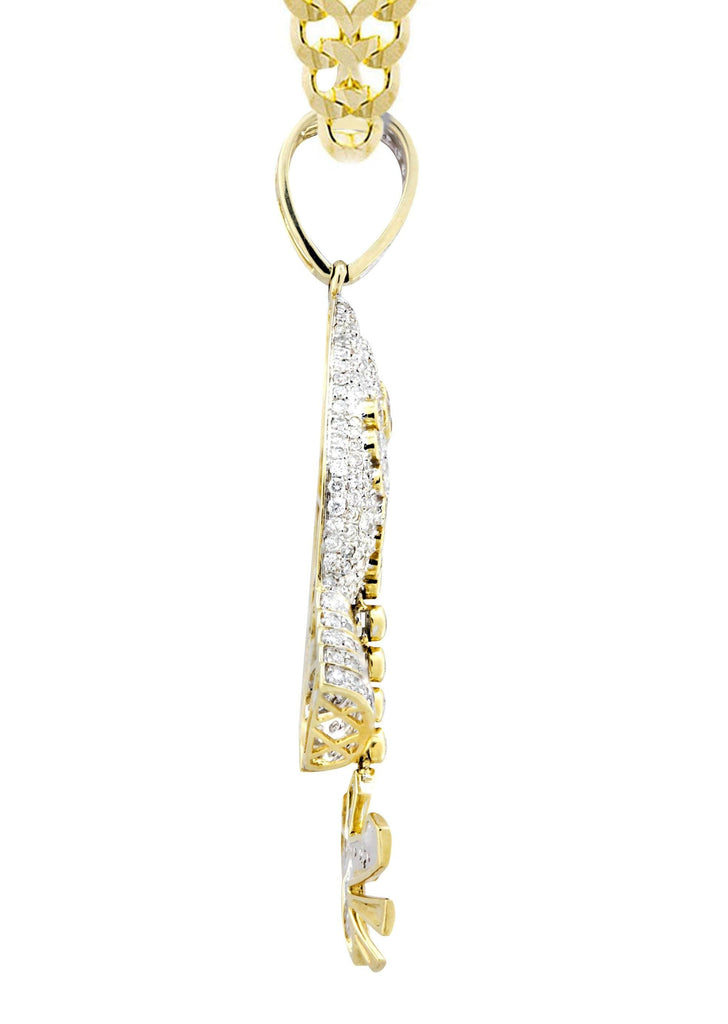 14K Yellow Gold Praying Hands Pendant & Cuban Chain | 3.01 Carats diamond combo FrostNYC 