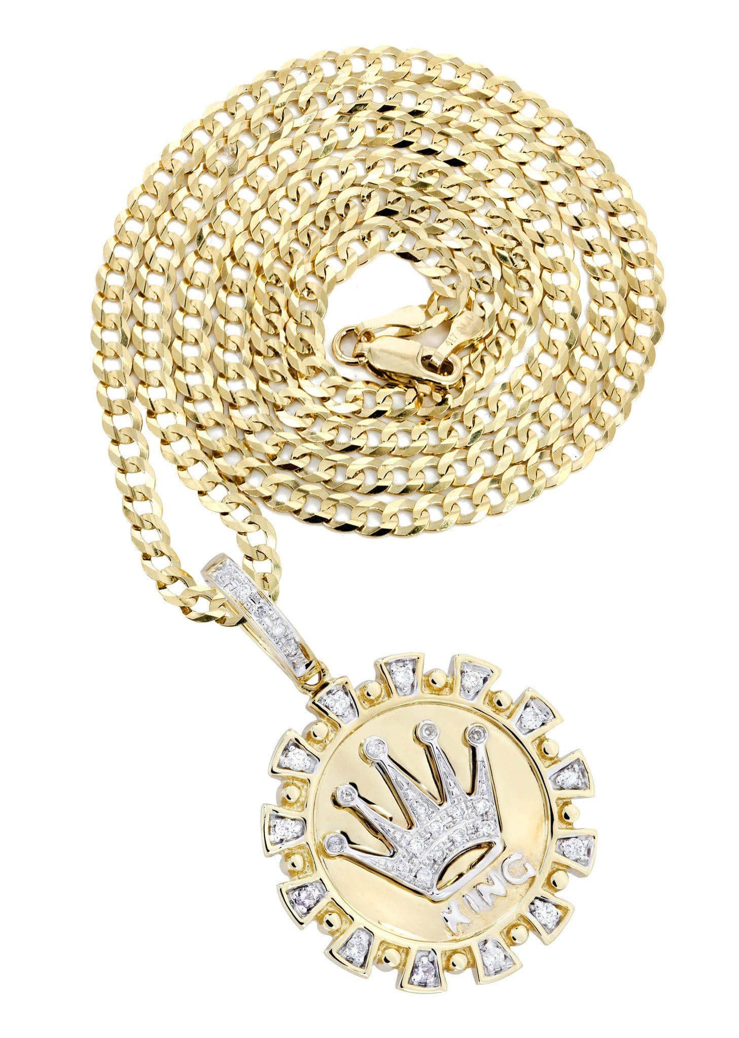 14K Yellow Gold Crown Diamond Necklace Carats