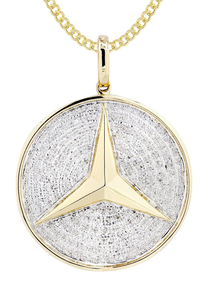 10K Yellow Gold Circle Pendant Diamond Pendant & Cuban Chain | 0.51 Carats Diamond Combo FROST NYC 