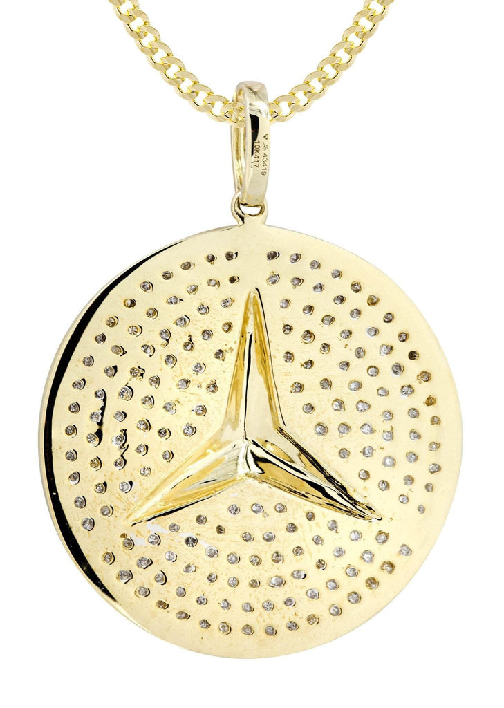10K Yellow Gold Circle Pendant Diamond Pendant & Cuban Chain | 0.51 Carats Diamond Combo FROST NYC 