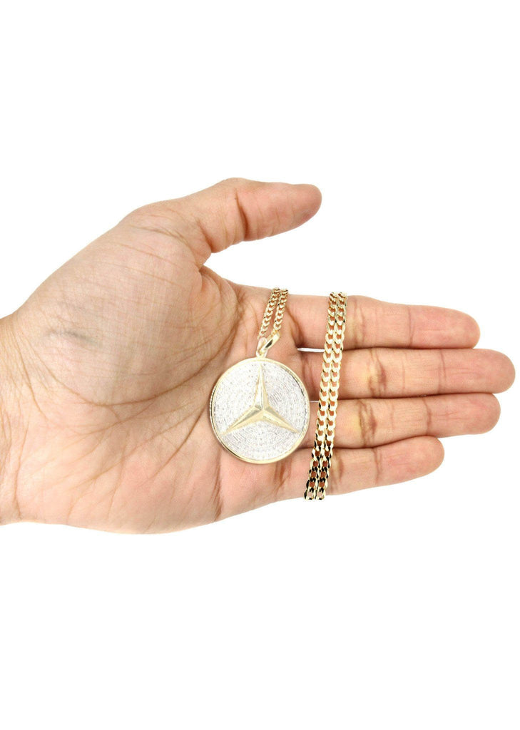 10K Yellow Gold Circle Pendant Diamond Pendant & Cuban Chain | 0.51 Carats Diamond Combo FROST NYC 