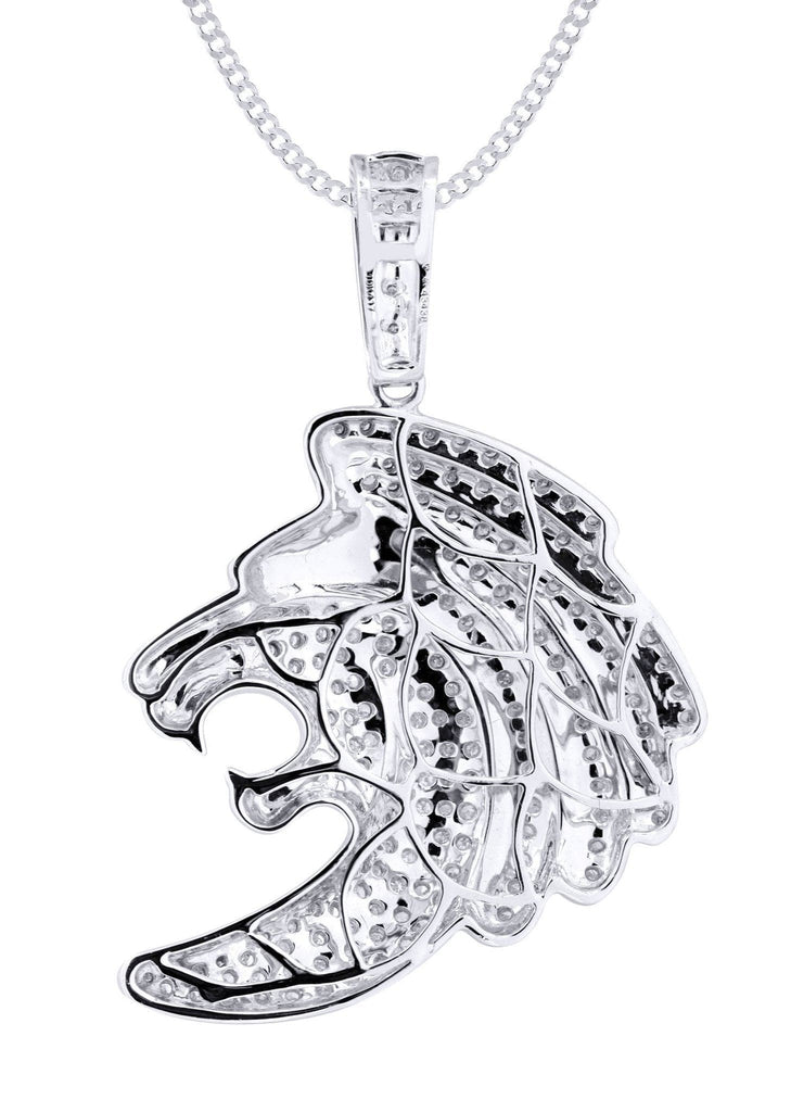 10K White Gold Lion Head Diamond Pendant & Cuban Chain | 0.79 Carats Diamond Combo FROST NYC 
