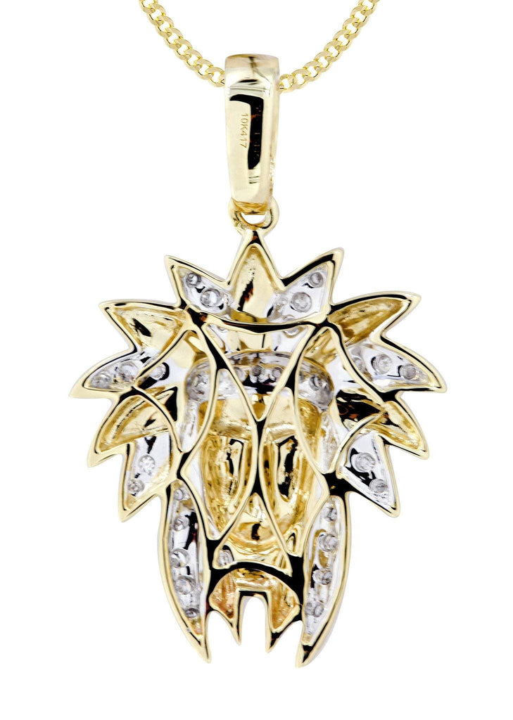 10K Yellow Gold Chief Head Diamond Pendant & Cuban Chain | 0.23 Carats Diamond Combo FROST NYC 