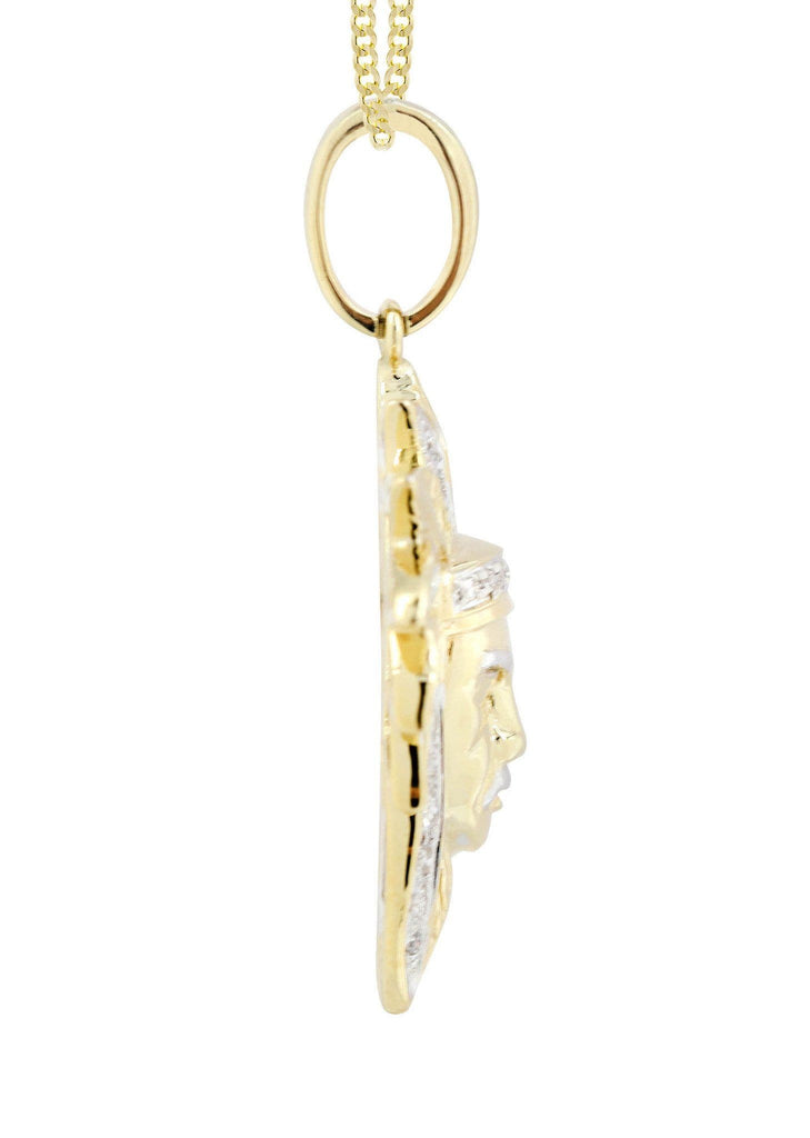 10K Yellow Gold Chief Head Diamond Pendant & Cuban Chain | 0.23 Carats Diamond Combo FROST NYC 