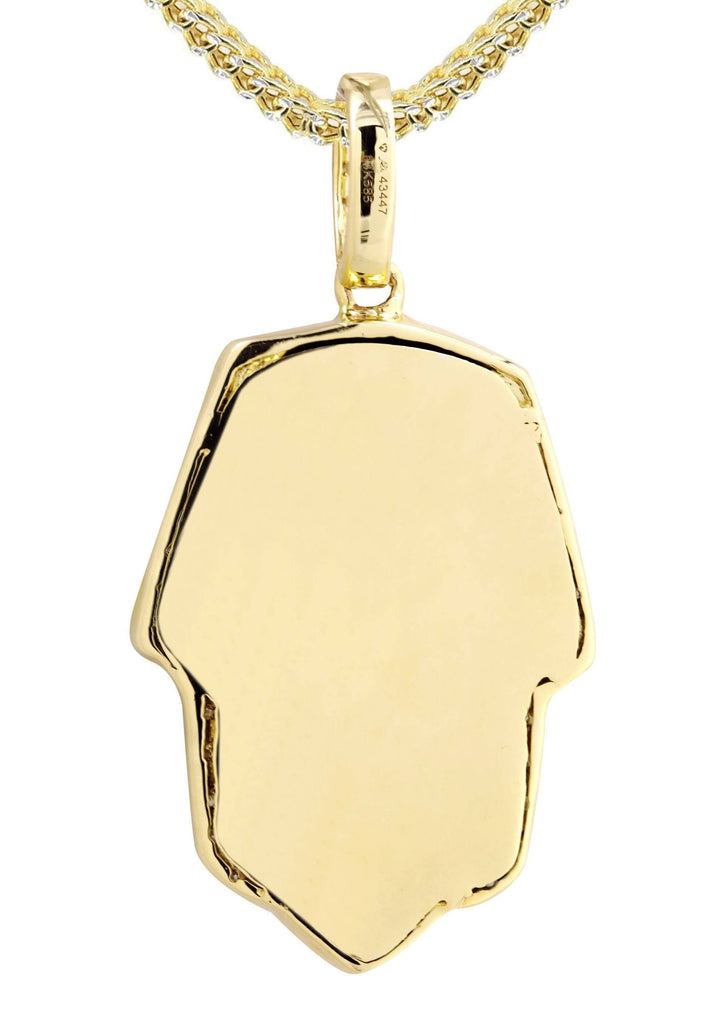 14K Yellow Gold Masked Pharaoh Pendant & Franco Chain | 0.35 Carats diamond combo FrostNYC 