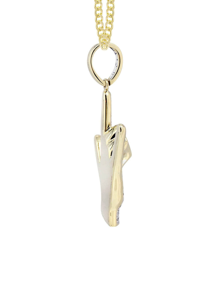 14K Yellow Gold Hand Diamond Pendant & Cuban Chain | 0.36 Carats Diamond Combo FROST NYC 