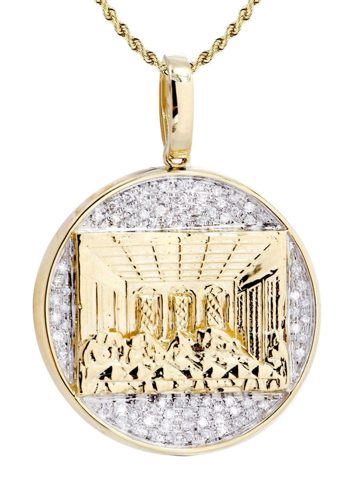 10K Yellow Gold Last Supper Diamond Pendant & Rope Chain | 0.32 Carats Diamond Combo FROST NYC 