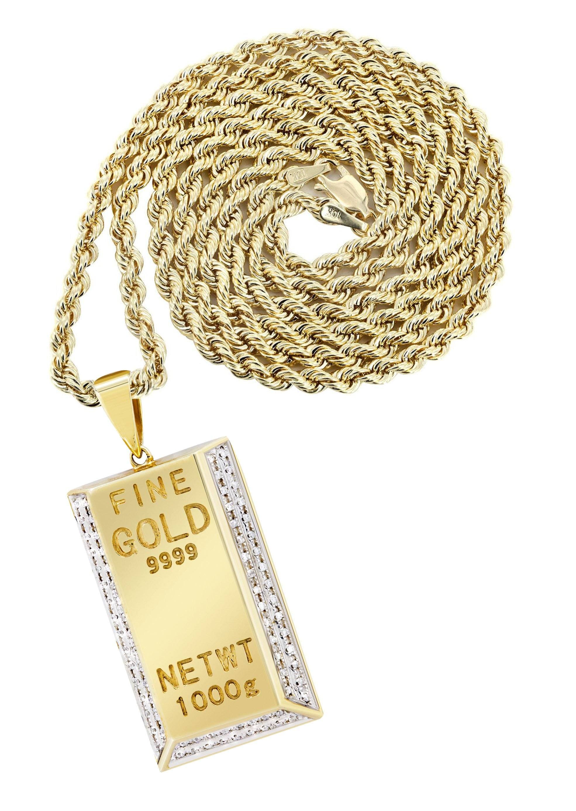 10K Yellow Gold Kilo Bar Diamond Necklace Carats