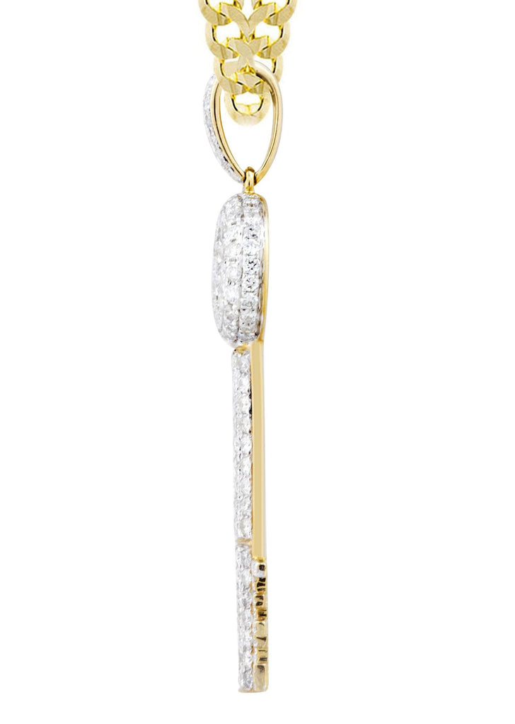 10K Yellow Gold Key Pendant & Cuban Chain | 2.78 Carats diamond combo FrostNYC 