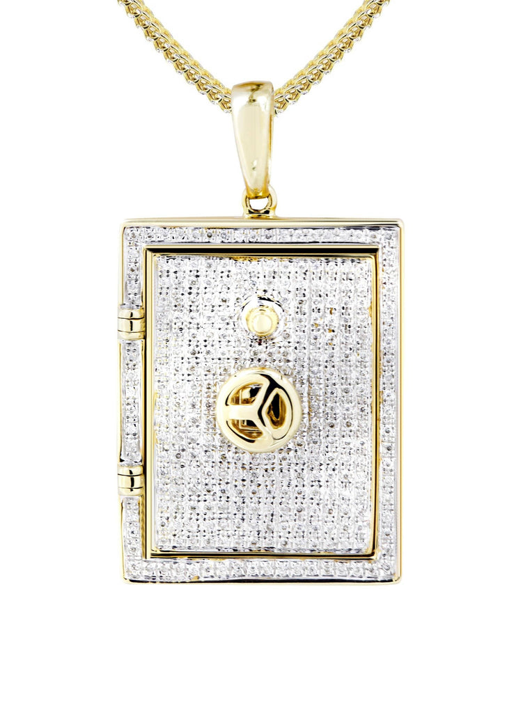 10K Yellow Gold Vault Pendant & Franco Chain | 0.59 Carats diamond combo FrostNYC 