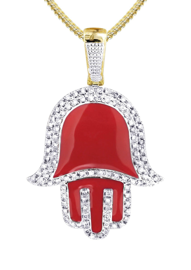 10K Yellow Gold Hamsa Pendant & Franco Chain | 0.8 Carats diamond combo FrostNYC 