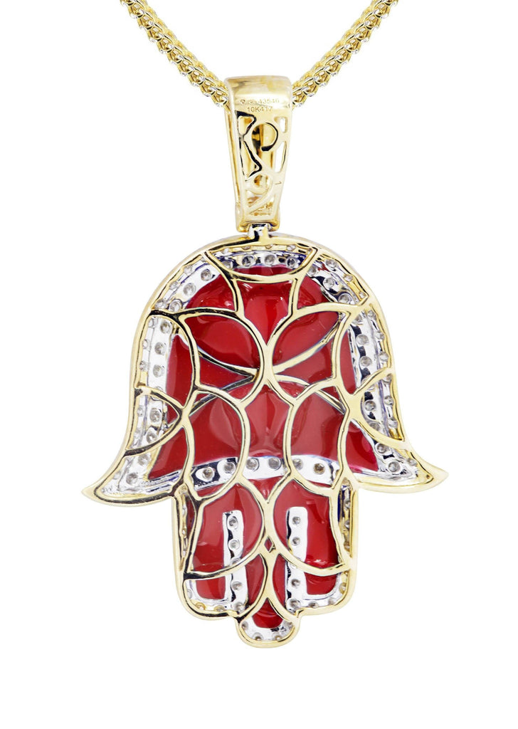 10K Yellow Gold Hamsa Pendant & Franco Chain | 0.8 Carats diamond combo FrostNYC 