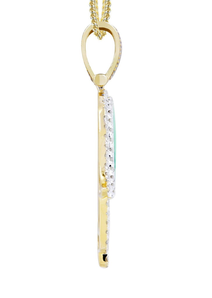 10K Yellow Gold Hamsa Pendant & Franco Chain | 0.8 Carats diamond combo FrostNYC 