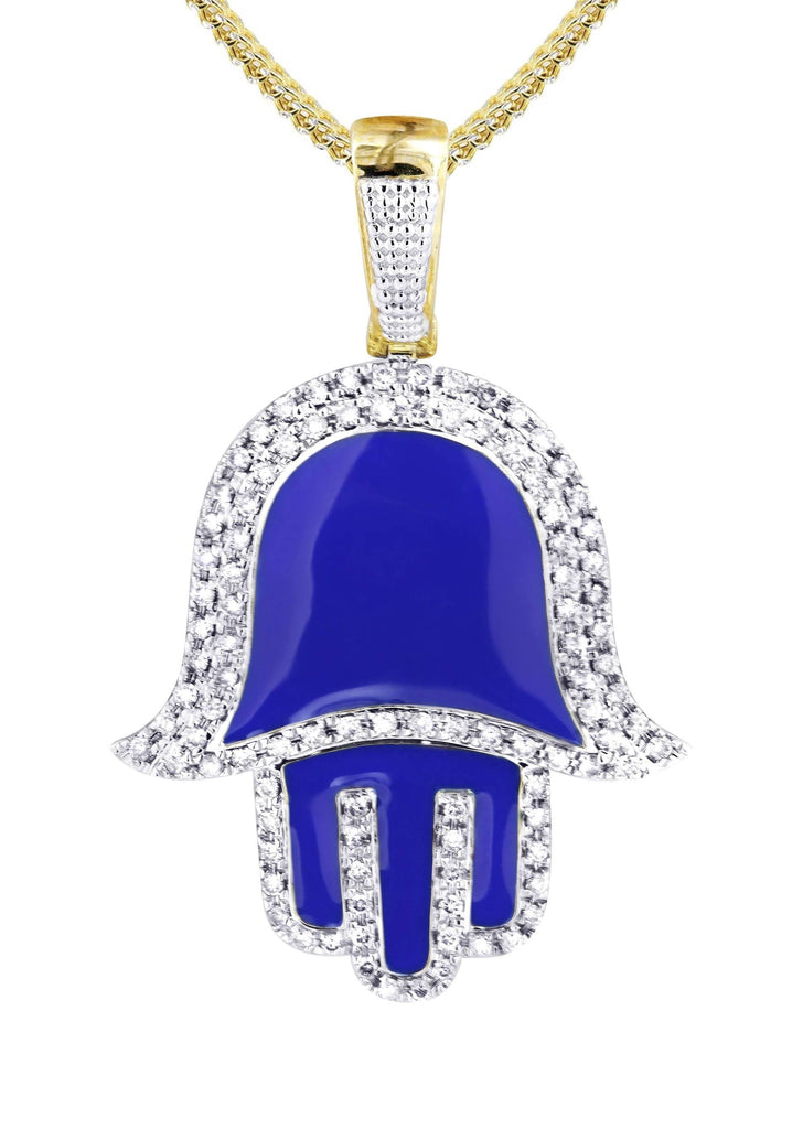 10K Yellow Gold Hamsa Pendant & Franco Chain | 0.8 Carats diamond combo FrostNYC 