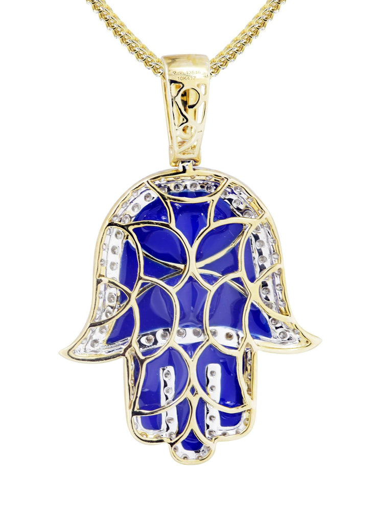 10K Yellow Gold Hamsa Pendant & Franco Chain | 0.8 Carats diamond combo FrostNYC 