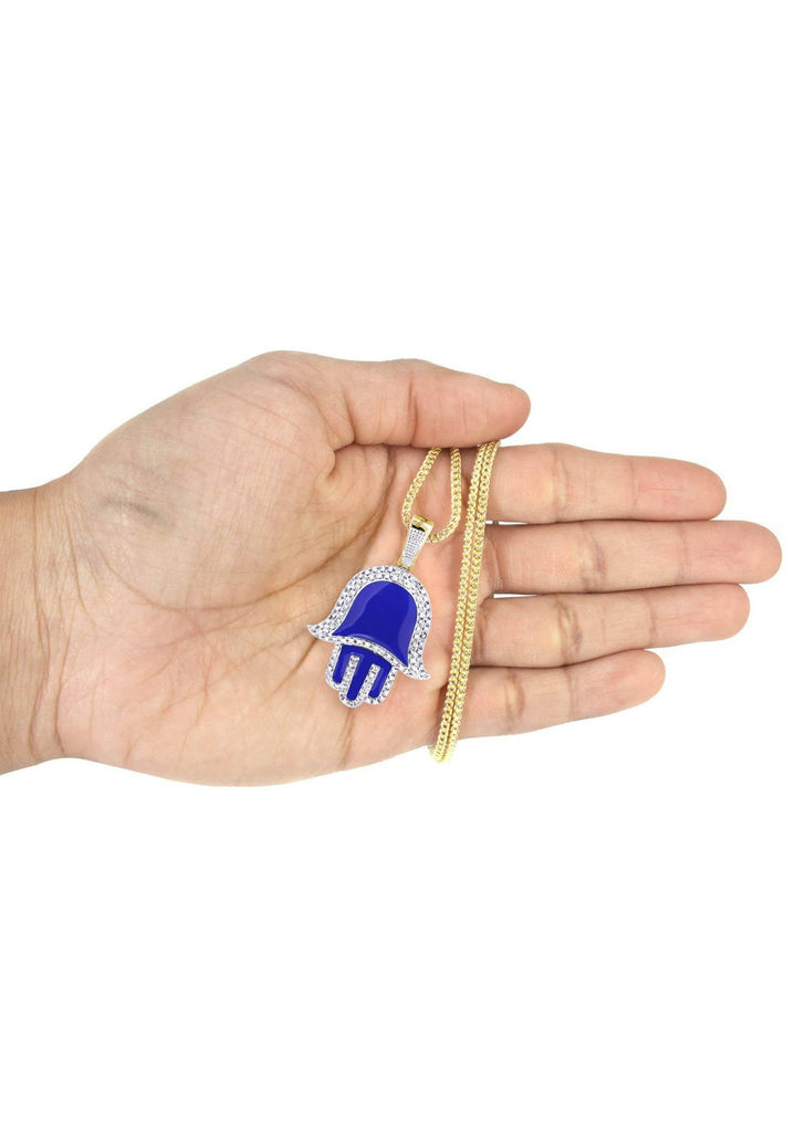 10K Yellow Gold Hamsa Pendant & Franco Chain | 0.8 Carats diamond combo FrostNYC 