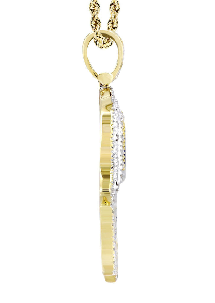 10K Yellow Gold Hamsa Pendant & Rope Chain | 0.76 Carats diamond combo FrostNYC 
