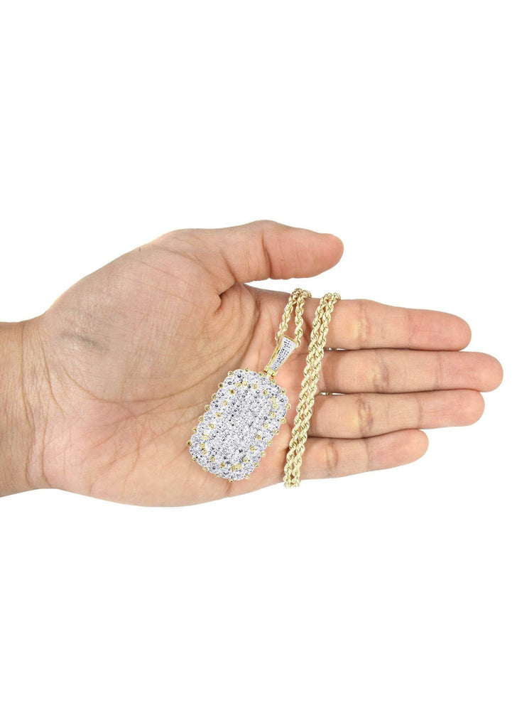 10K Yellow Gold Dog Tag Pendant & Rope Chain | 1.73 Carats diamond combo FrostNYC 