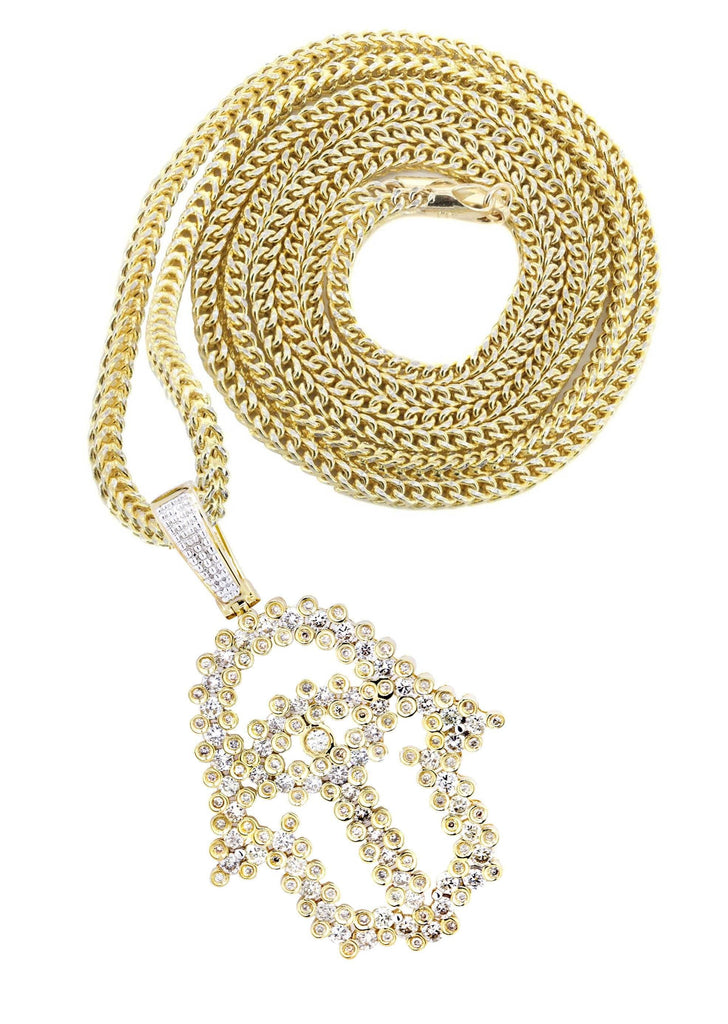 10K Yellow Gold Hamsa Pendant & Franco Chain | 1.75 Carats diamond combo FrostNYC 