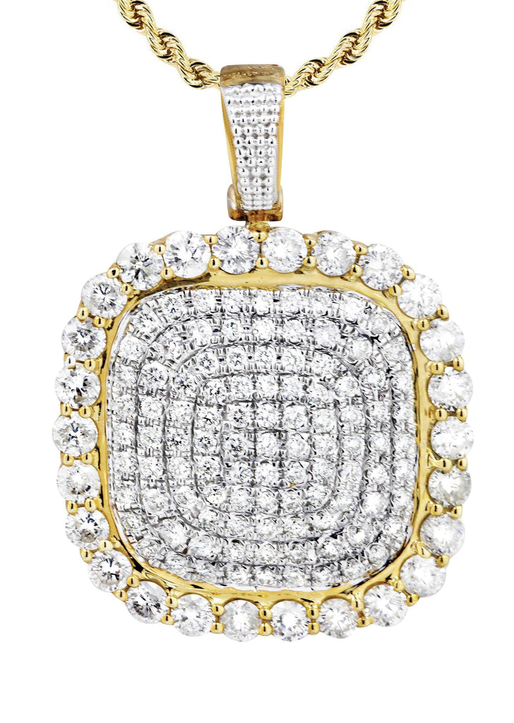 10K Yellow Gold Round Pendant & Rope Chain | 3.34 Carats diamond combo FrostNYC 