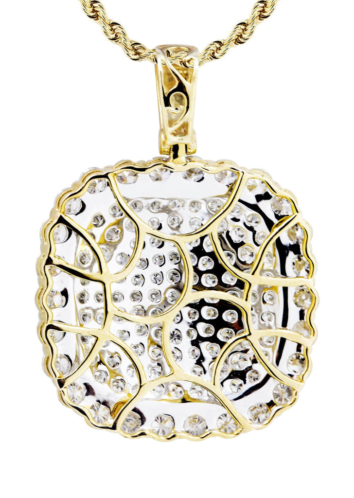 10K Yellow Gold Round Pendant & Rope Chain | 3.34 Carats diamond combo FrostNYC 
