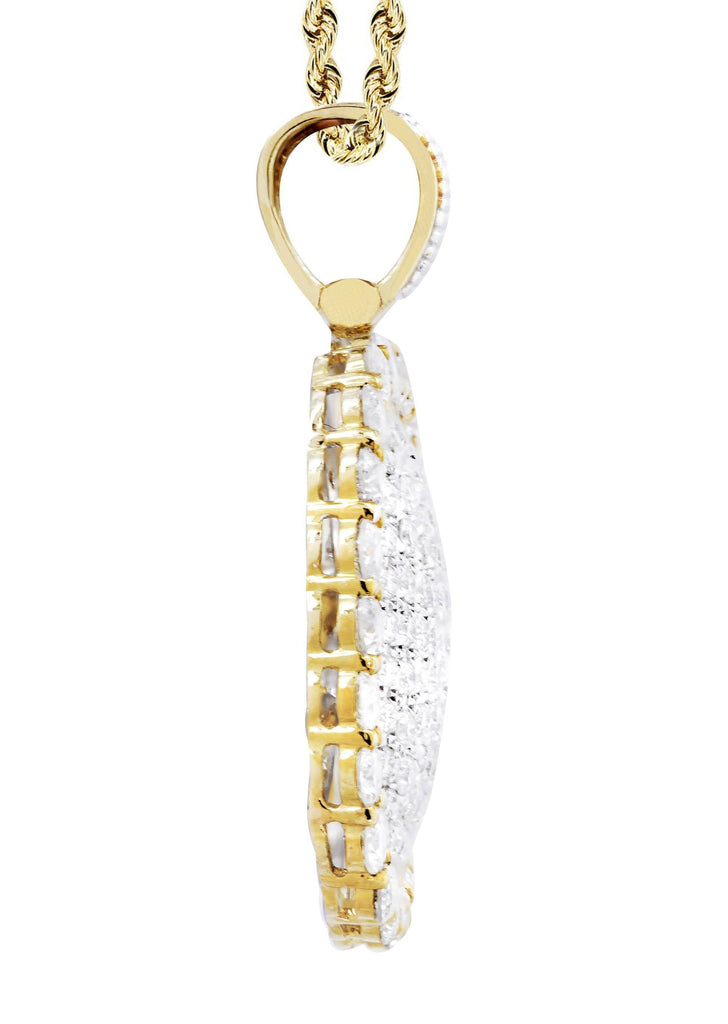 10K Yellow Gold Round Pendant & Rope Chain | 3.34 Carats diamond combo FrostNYC 