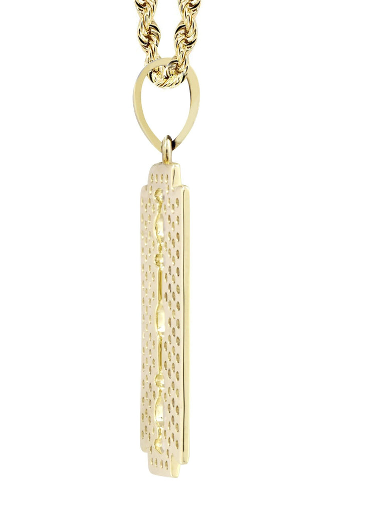 10K Yellow Gold Razor Blade Barber Pendant & Rope Chain | 0.77 Carats diamond combo FrostNYC 