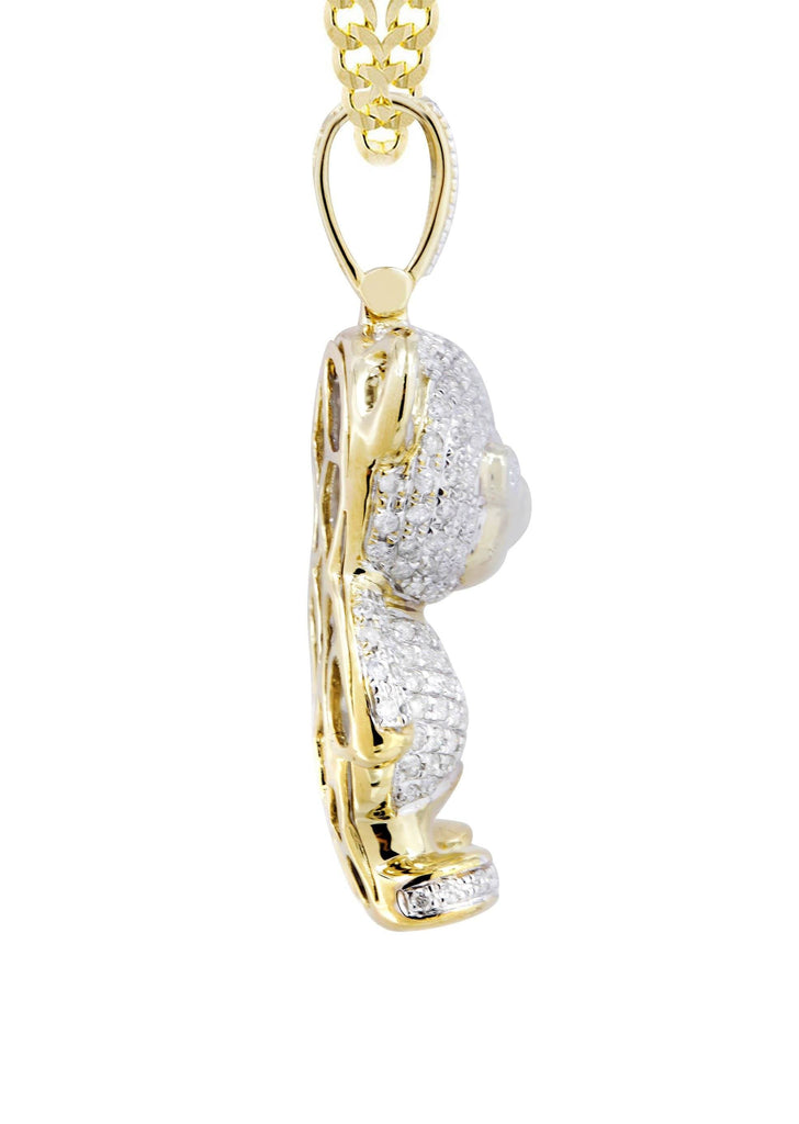 10K Yellow Gold Teddy Bear Pendant & Cuban Chain | 1.37 Carats diamond combo FrostNYC 