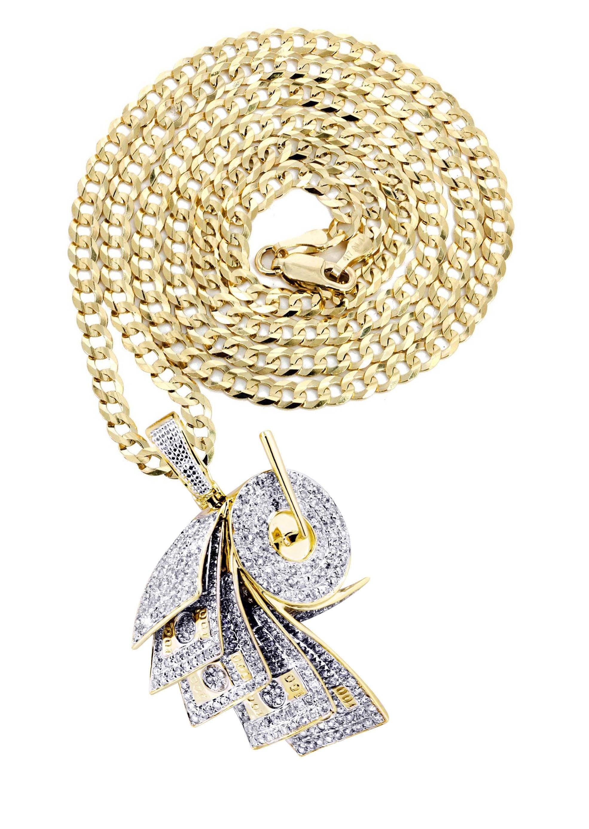 10K Yellow Gold Money Roll Diamond Necklace | 2.2 Carats