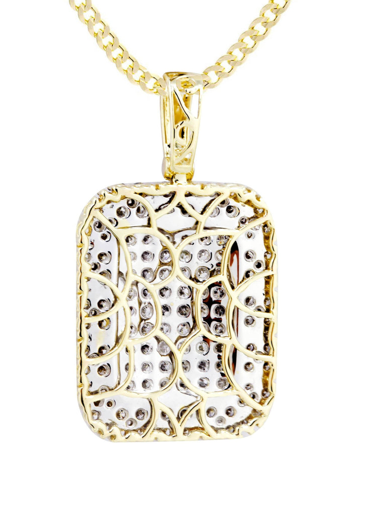 10K Yellow Gold Dog Tag Pendant & Cuban Chain | 2.73 Carats diamond combo FrostNYC 