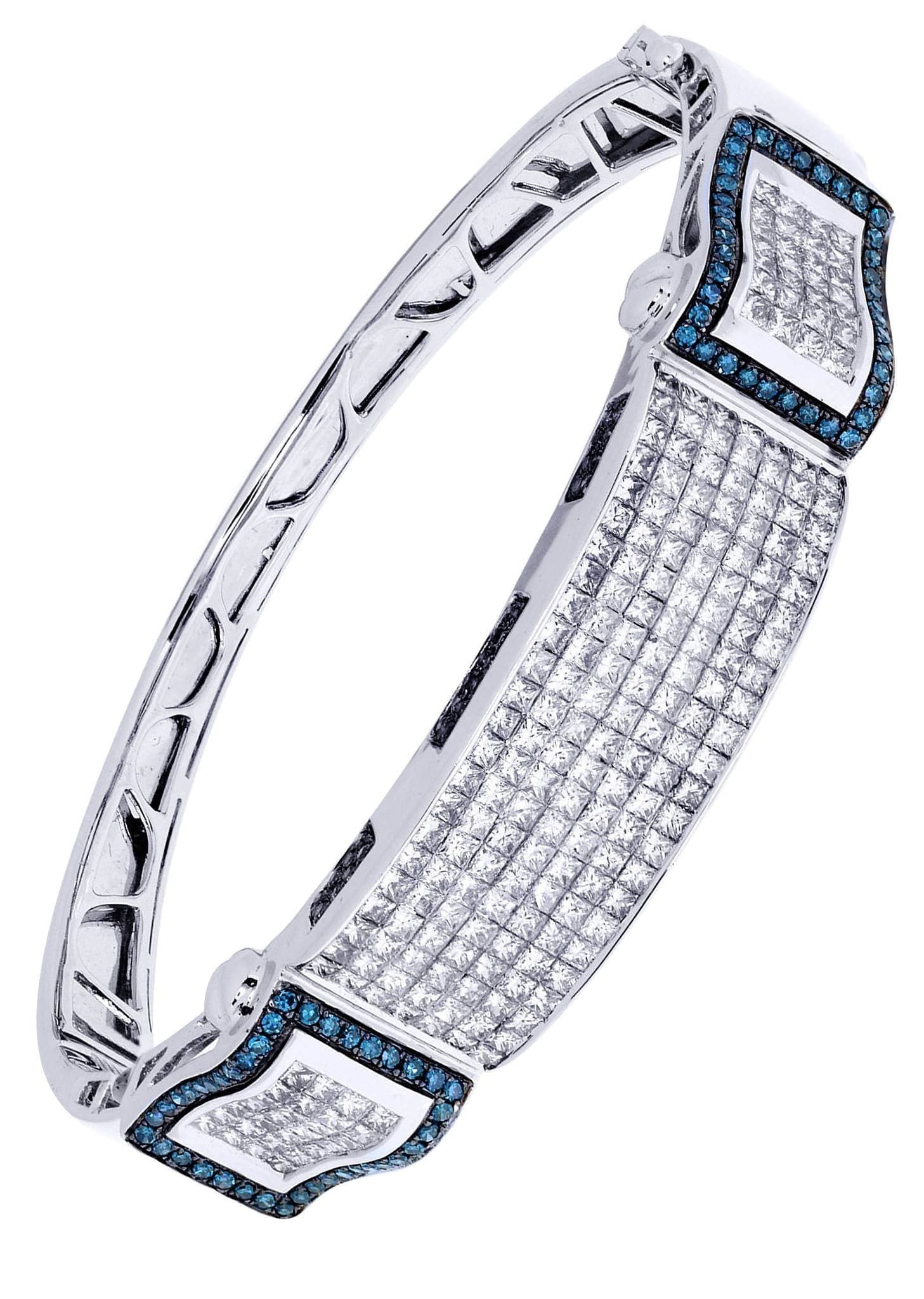 Eternity Stackable Bangle Bracelet 1.80 Ct Blue Diamond 14k White Gold  Women's | eBay