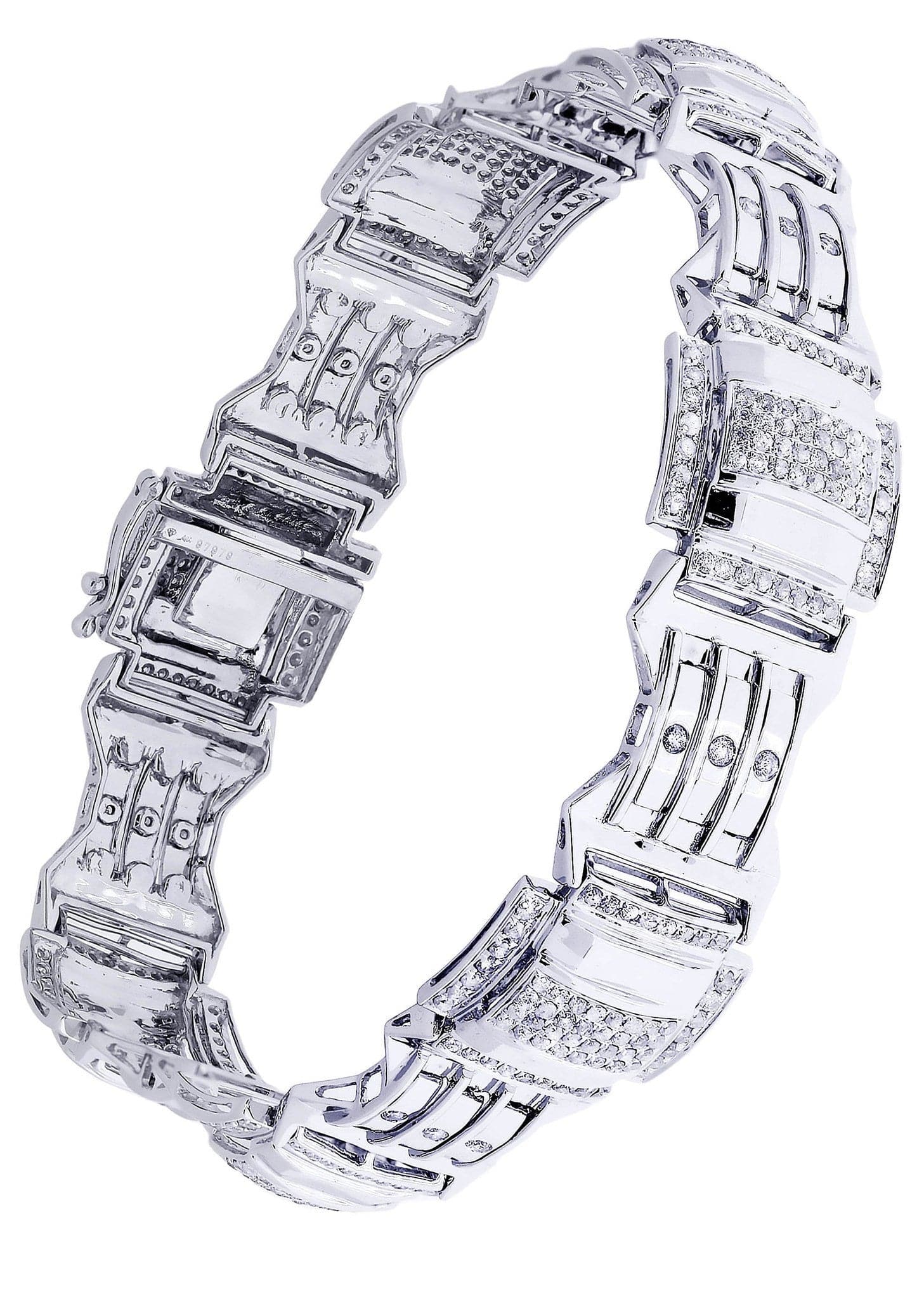 Mens Diamond Bracelet White Gold 3.04 Carats 27.99 Grams FrostNYC