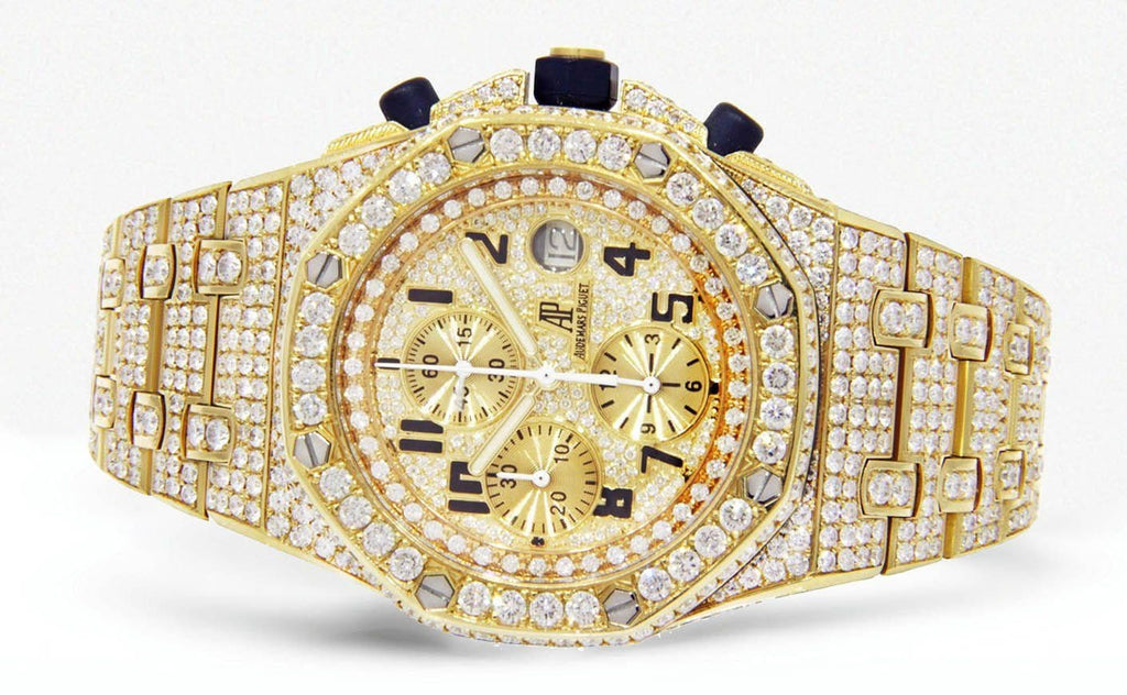 Diamond Audemars Piguet Royal Oak Offshore | 18K Yellow Gold | 42 Mm Mens Watch FrostNYC 