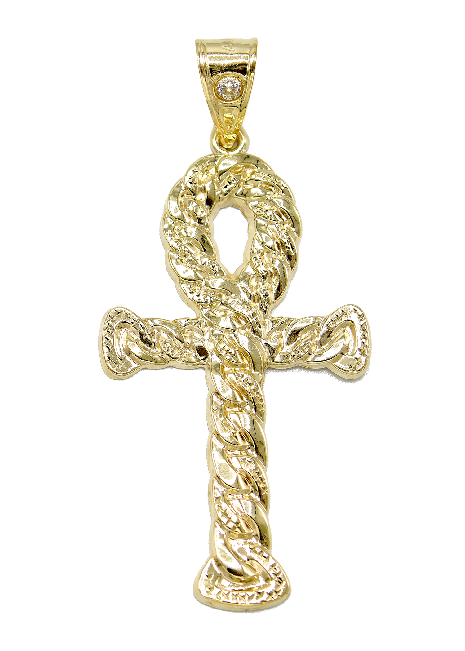 anq. シャンパンクォーツ 10Kゴールド ネックレス 10K Yellow Gold Ankh Pendant | Customizable Size