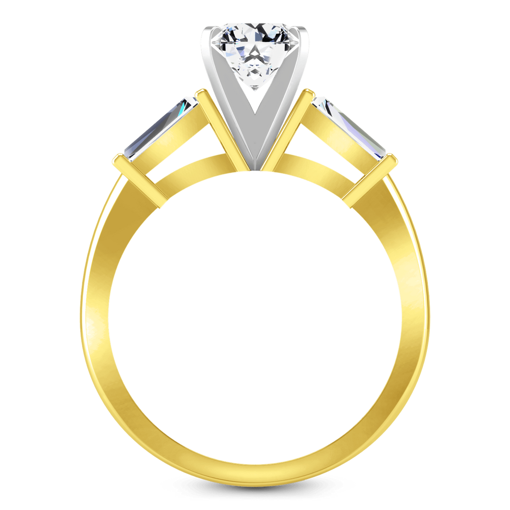 Three Stone Diamond Engagement Ring Prong Channel Set Tappered Baguette 14K Yellow Gold engagement rings imaginediamonds 