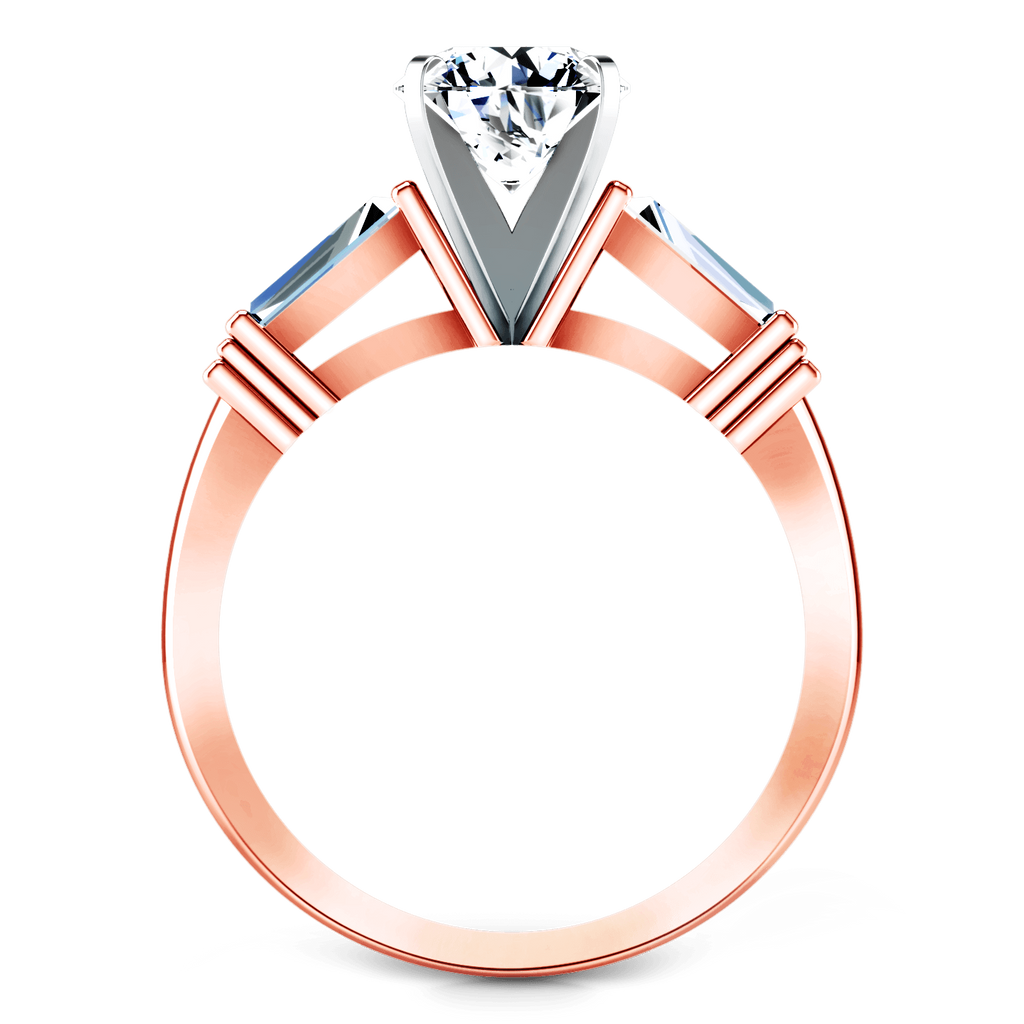 Three Stone Diamond EngagementRing Structural Tapered Baguette 14K Rose Gold engagement rings imaginediamonds 