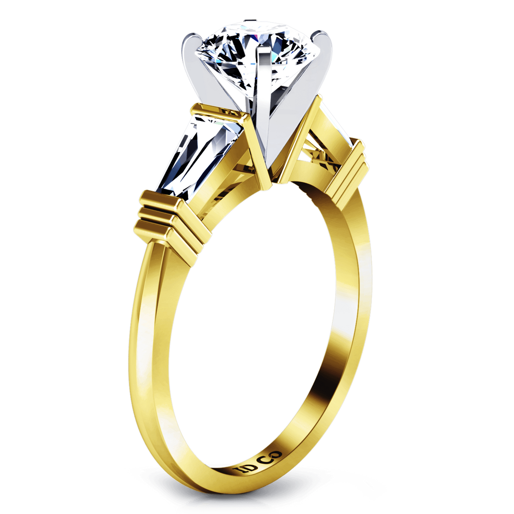 Three Stone Diamond Engagement Ring Structural Tapered Baguette 14K Yellow Gold engagement rings imaginediamonds 
