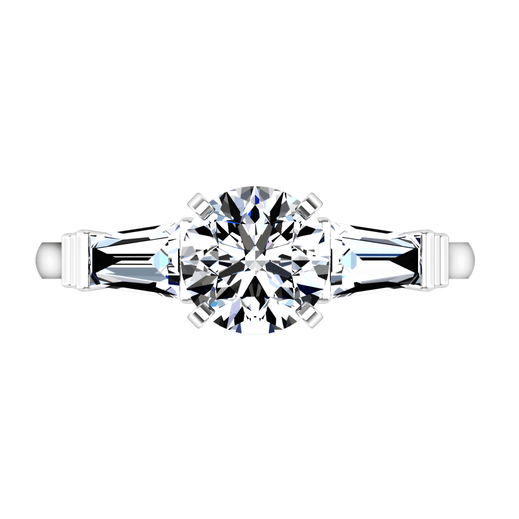 Three Stone Engagement Ring Structural Tapered Baguette 14K White Gold engagement rings imaginediamonds 