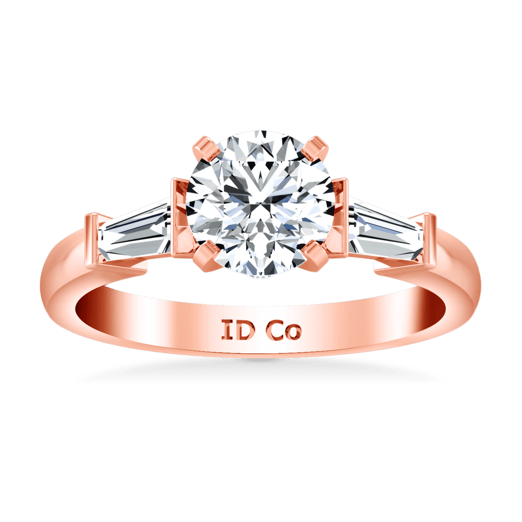 Pave Diamond Engagement Ring Classic Baguette 14K Rose Gold engagement rings imaginediamonds 