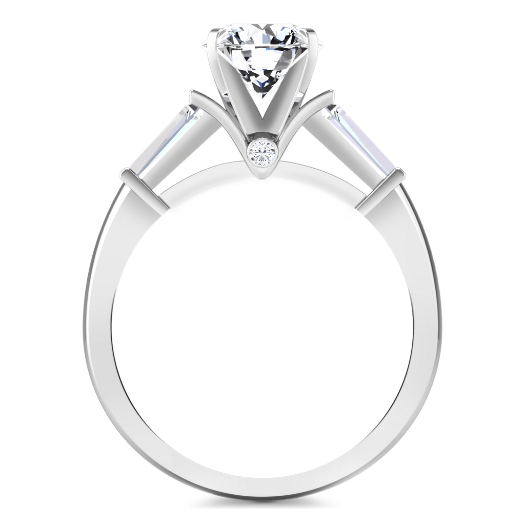 Round Diamond Pave Engagement Ring Classic Baguette 14K White Gold engagement rings imaginediamonds 