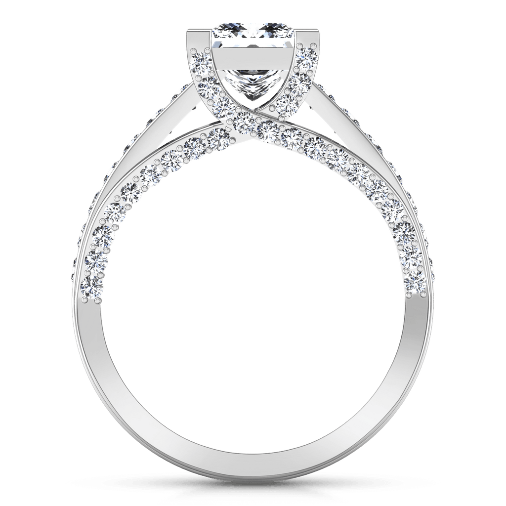 Pave Princess Cut Diamond Engagement Ring Isabella 14K White Gold engagement rings imaginediamonds 