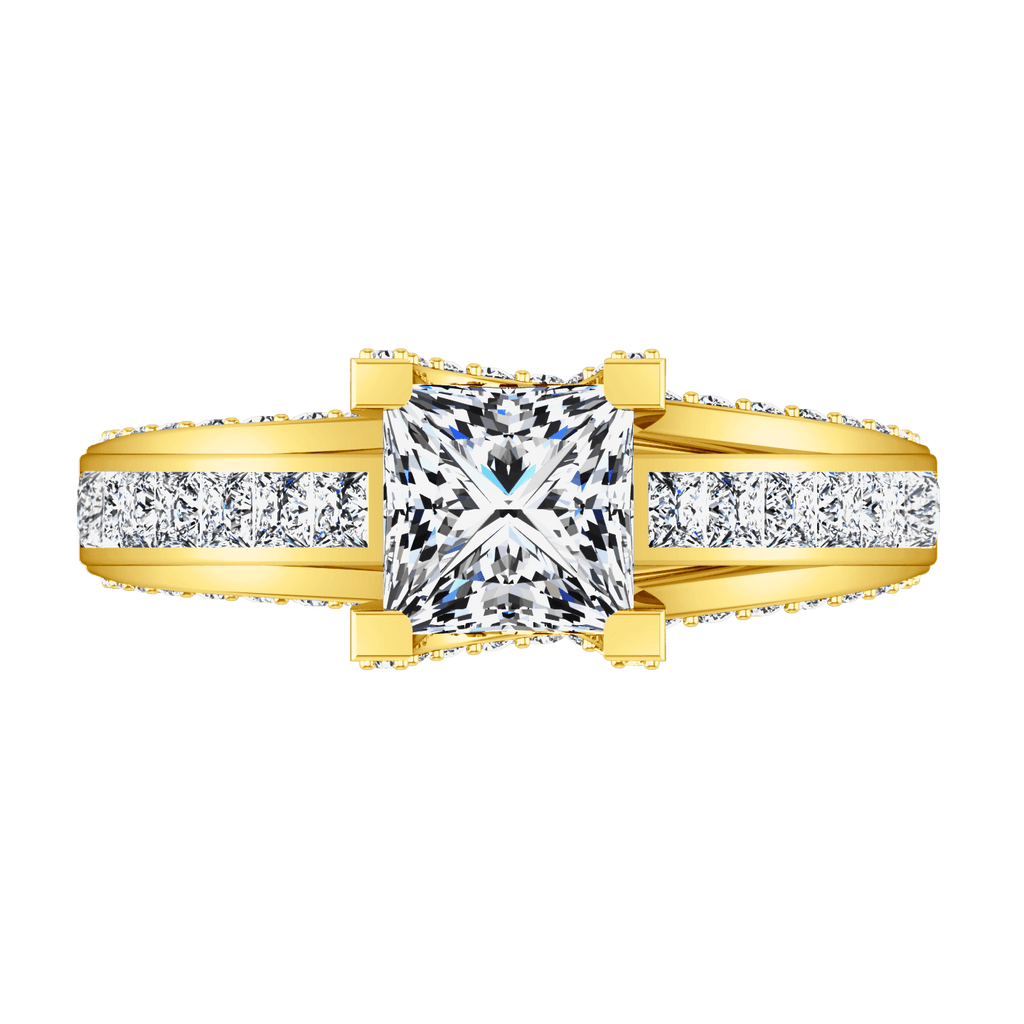 Pave Princess Cut Engagement Ring Isabella 14K Yellow Gold engagement rings imaginediamonds 