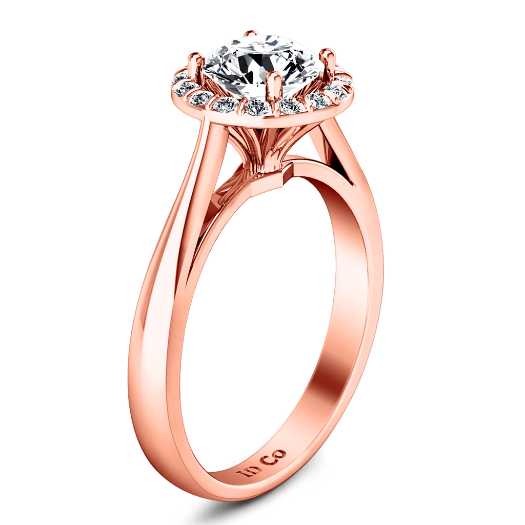 Halo Diamond Engagement Ring Soleil 14K Rose Gold engagement rings imaginediamonds 