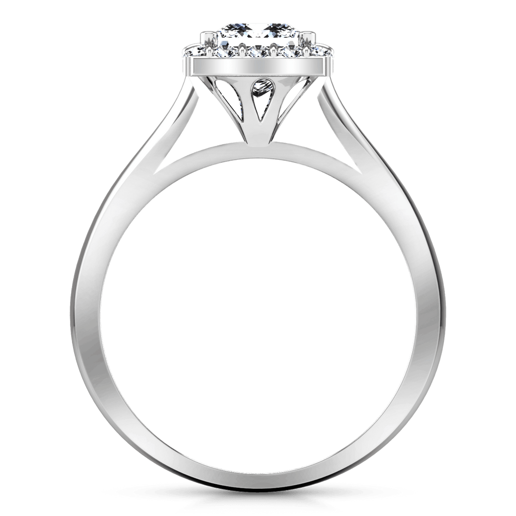 Halo Princess Cut Diamond Engagement Ring Lumiere 14K White Gold engagement rings imaginediamonds 