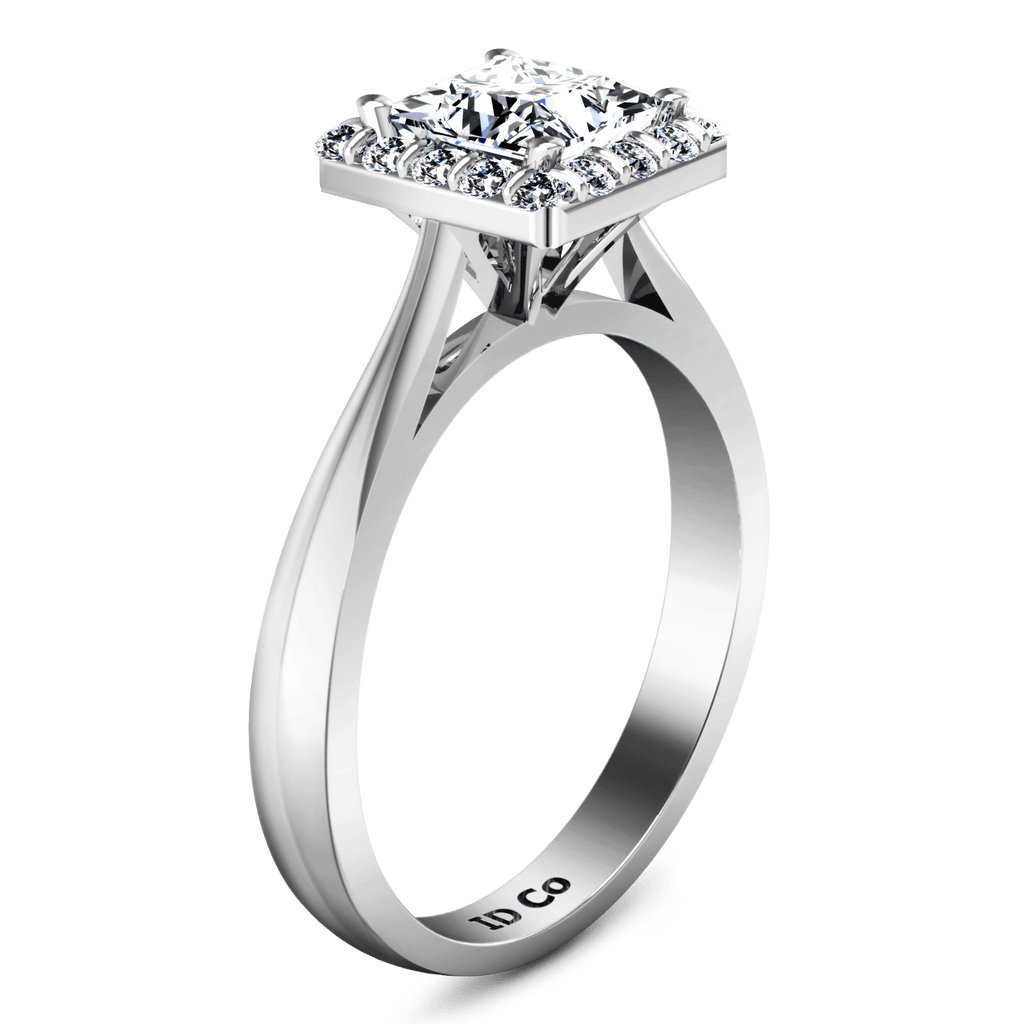 Halo Princess Cut Diamond Engagement Ring Lumiere 14K White Gold engagement rings imaginediamonds 