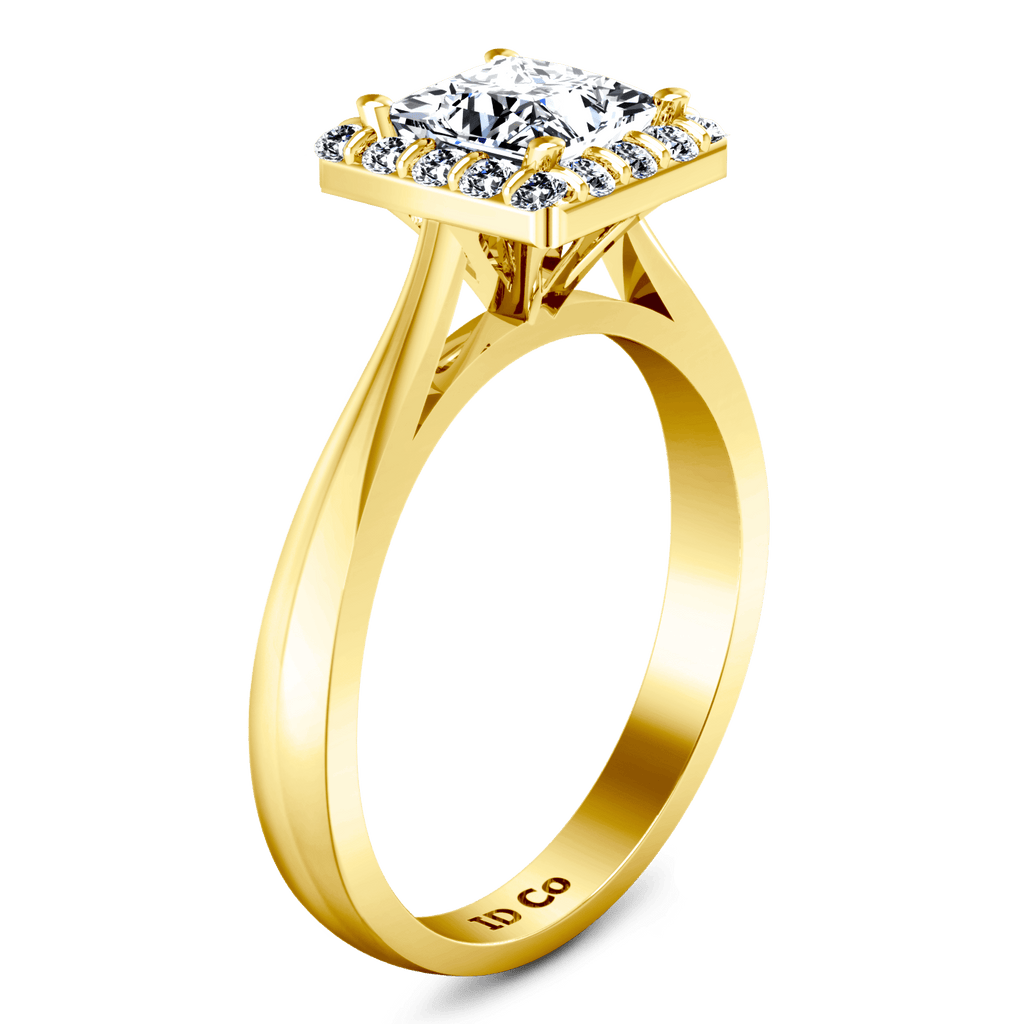 Halo Diamond Princess Cut Engagement Ring Lumiere 14K Yellow Gold engagement rings imaginediamonds 