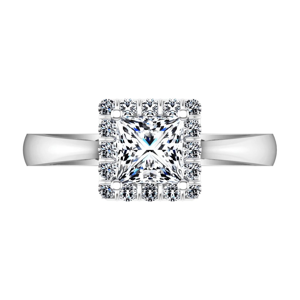 Halo Princess Cut Diamond Engagement Ring Lumiere 14K White Gold engagement rings imaginediamonds 